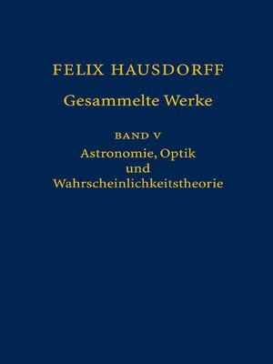 cover image of Felix Hausdorff--Gesammelte Werke Band 5